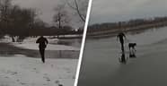 Police Officer Rescues Dog From Icy Lake