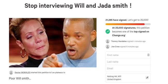 Petition to stop interviewing Will and Jada Smith (Change.org)