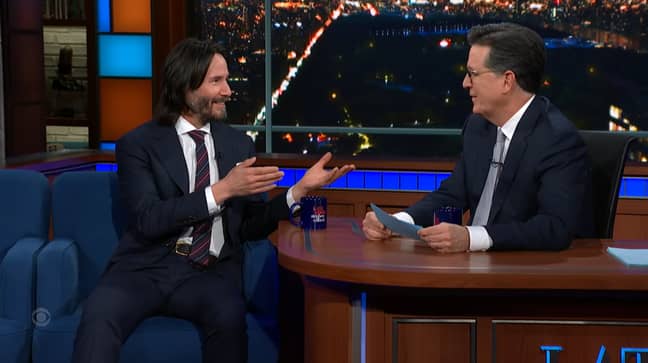 Keanu Reeves on The Late Show with Stephen Colbert. (CBS)